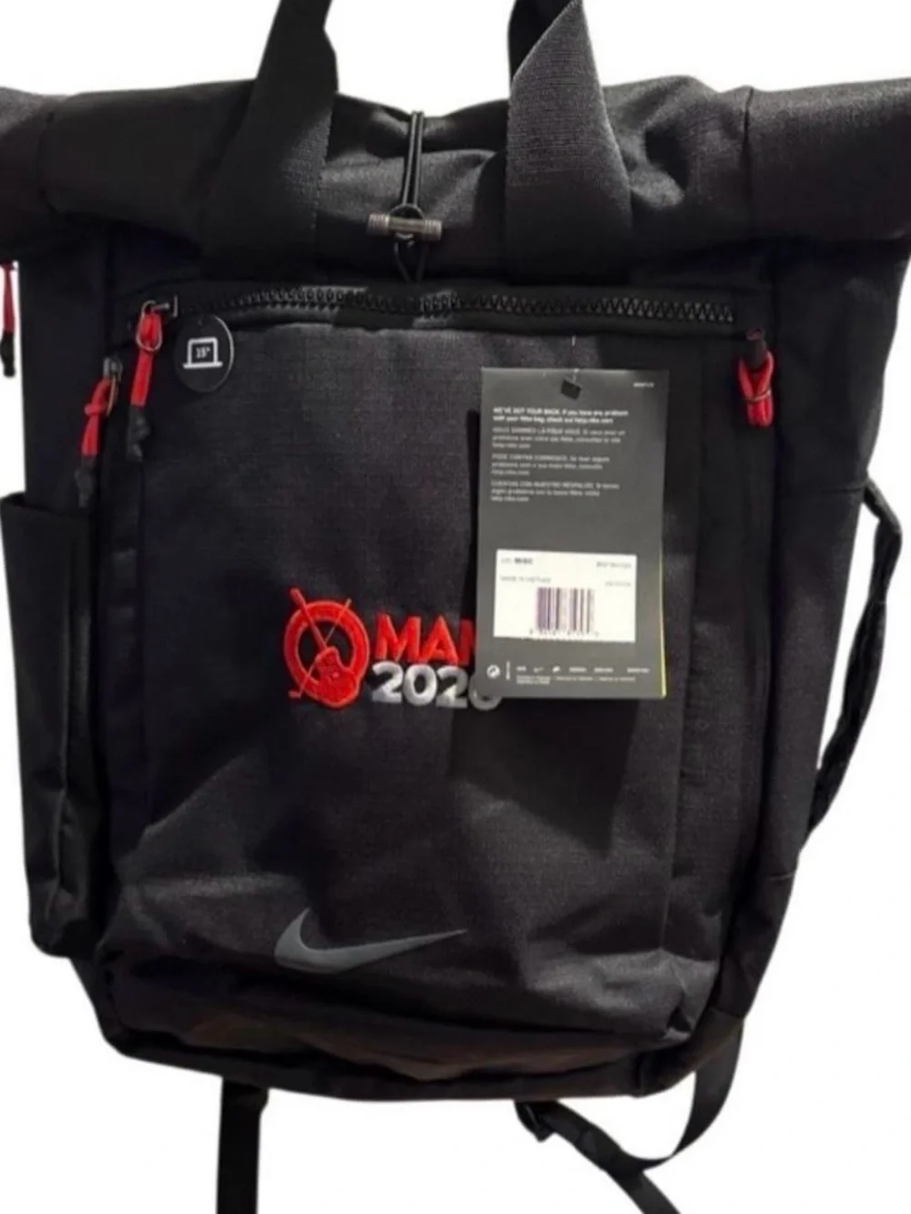 Nike Utility Power Roll Top Backpack Laptop Bag Black MAM 2020 Golf Embroidered